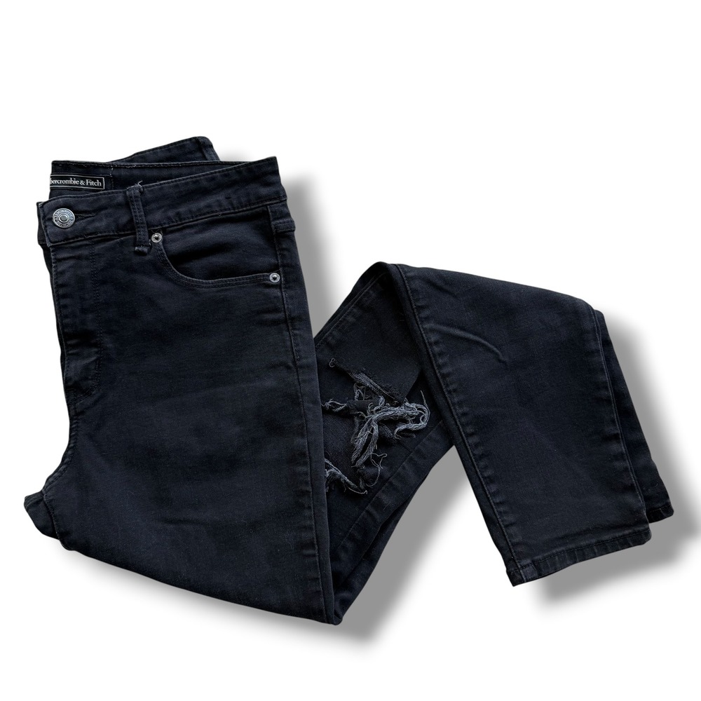 Abercrombie & Fitch Signature W28 L30 Black Distress High Rise Super Skinny Jean